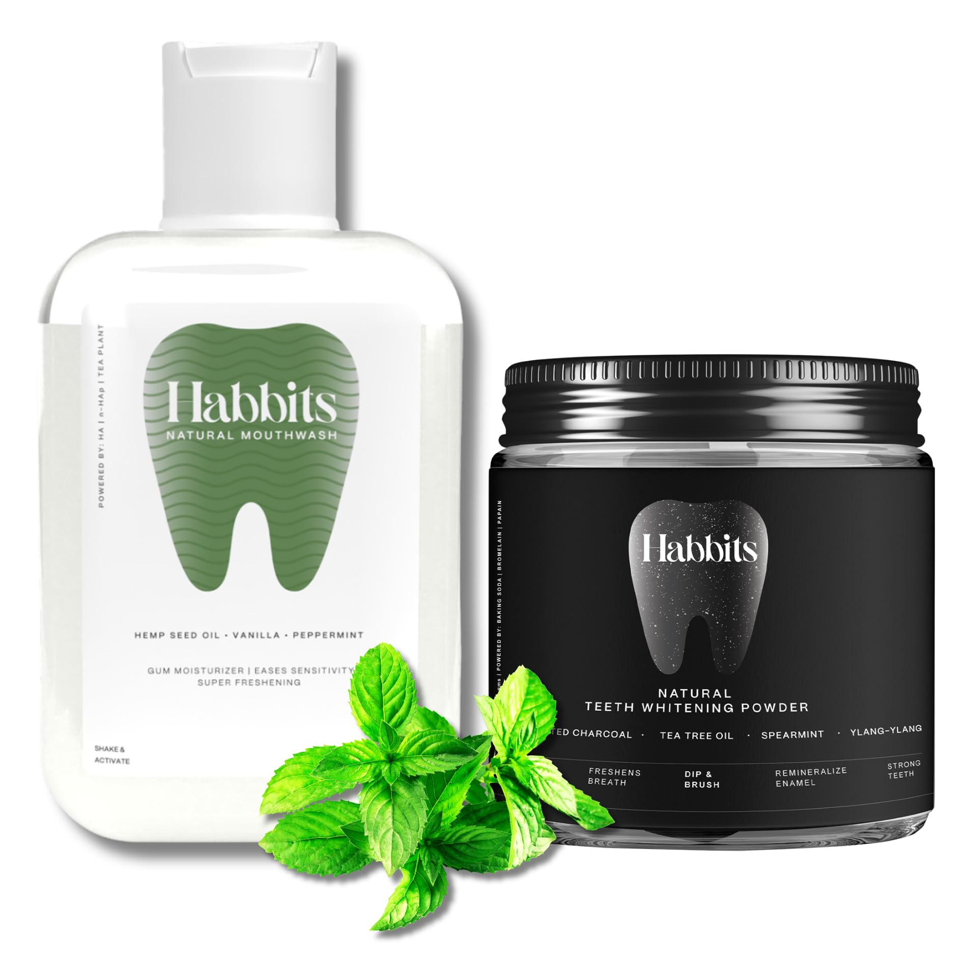 Habbits Charcoal Ylang-Ylang Mint Natural Teeth Whitening Powder + Habbits Sensitivity Relief Vanilla & Peppermint Natural Mouthwash-image-38