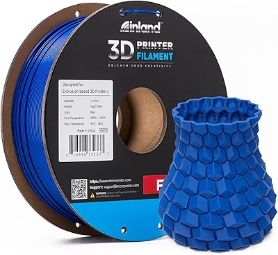 15 – INLAND Micro Center PLA+ 3D Printing Filament 1.75mm – PLA Pro Dimensional Accuracy +/- 0.03 mm – 1kg Cardboard Spool (2.2 lbs) (1 Pack Blue…