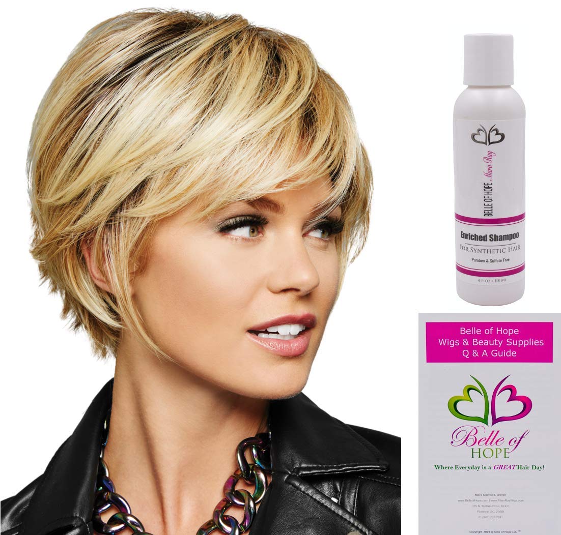 TEXTURED FRINGE BOB Heat Friendly Synthetic Wig by Hairdo, 3PC Bundle: Wig, 4oz Mara Ray Enriched Shampoo, and 19 Page Belle of Hope Guide (R10)