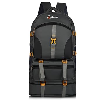 Kyros Large 60 L Laptop Backpack 60 Litres Curve Water Resistant Rucksack For Hiking Trekking And Travel - Unisex