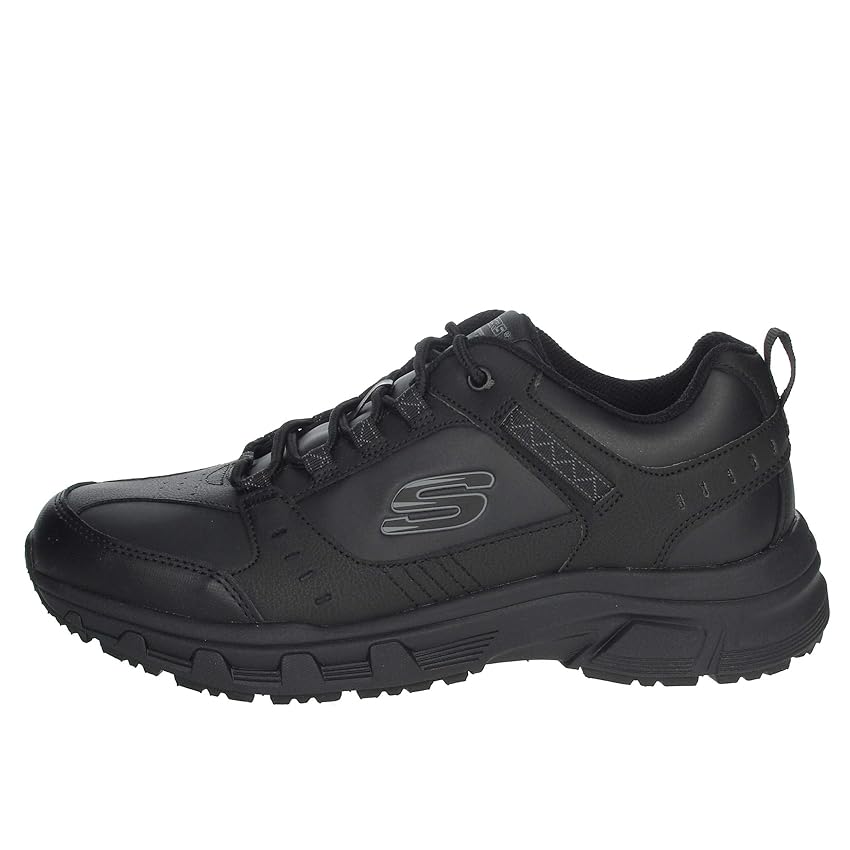 Skechers Oak Canyon Redwick Uomo Formatori, Black Leather Synthetic Textile Black Trim, 42 EU