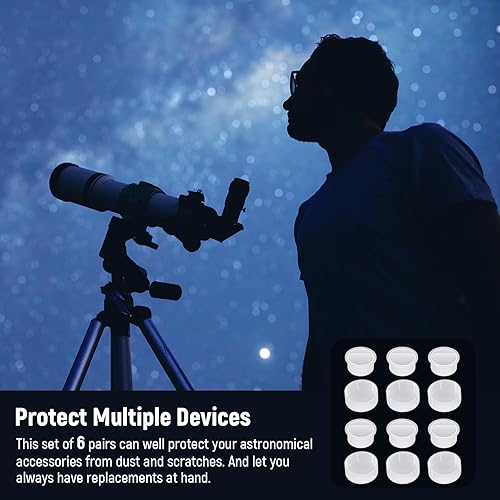 Miniatura 6 de NEEWER Juego de 6 pares de tapones antipolvo para telescopio de astronomía de 1.25 pulgadas, diagonal, adaptador de anillo T, enfocador, lente
