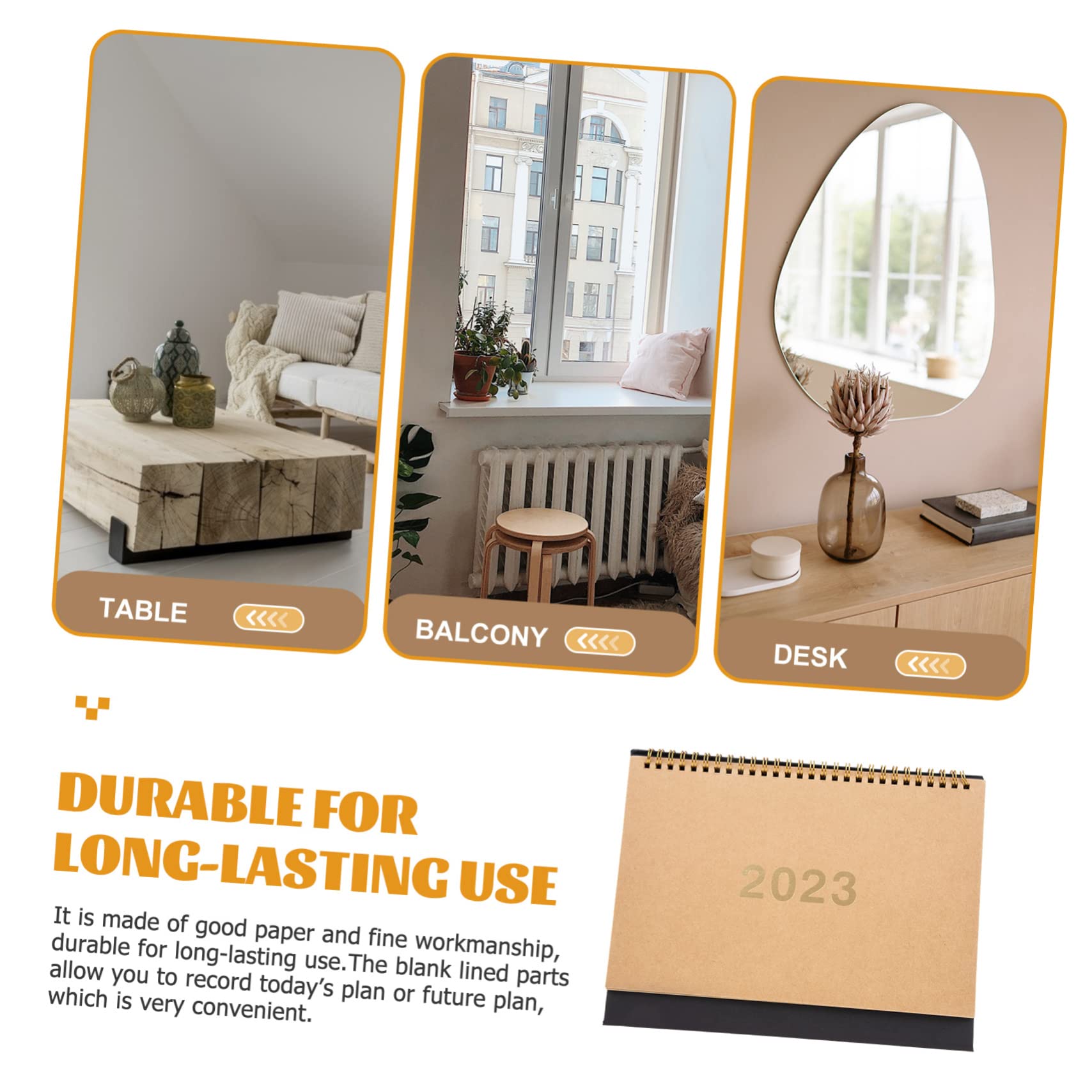 Tofficu 3pezzi Calendario Da Scrivania Cartone Kraft Con Design Elegante e Funzionale Per Ufficio e Casa Pianificatore Mensile Pratico e Decorativo