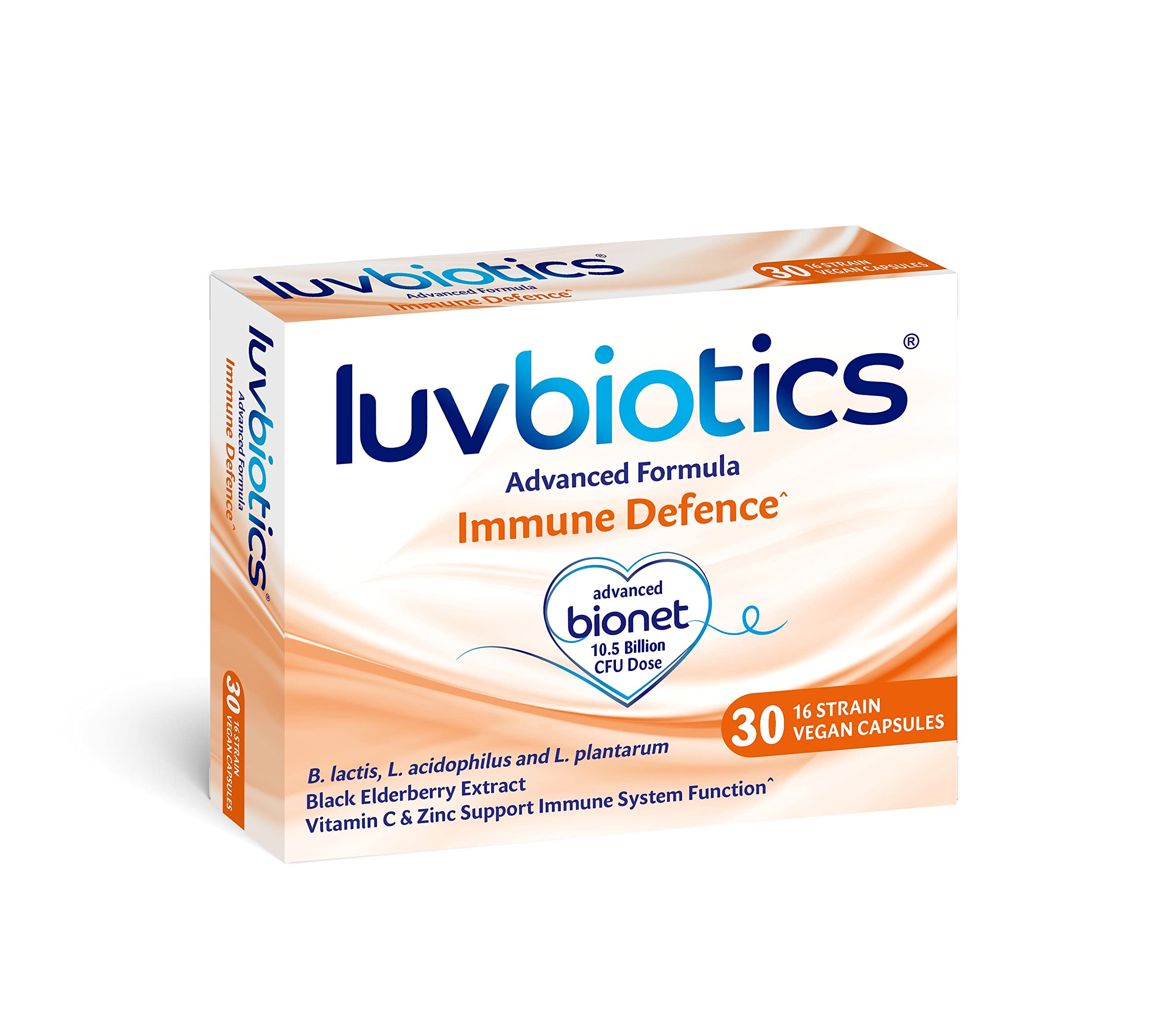 Luvbiotics Immune Defence - Dual Formulation Powered by Probiotics & Proven Ingredients (Vitamin C, Zinc, Black Elderberry Extract) to Boost and Strengthen Immunity, Provide 360° Protection