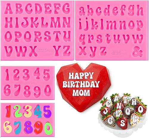 YGAOHF Moldes de chocolate con letras, moldes de letras para chocolate, molde de silicona del alfabeto, 3 moldes de silicona para chocolate para