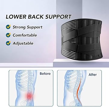 Adjustable Belt Waist Lumbar Support Orthopedic Corset Spine Decompression Double Banded Waist Trainer Brace Back Pain Relief(Black S)