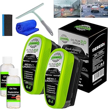 Car Windshield Cleaning Brush, New Upgrade Glass Cleaning Board, Automotive Oil Film Clean Brush for All Vehicles 2Pcs