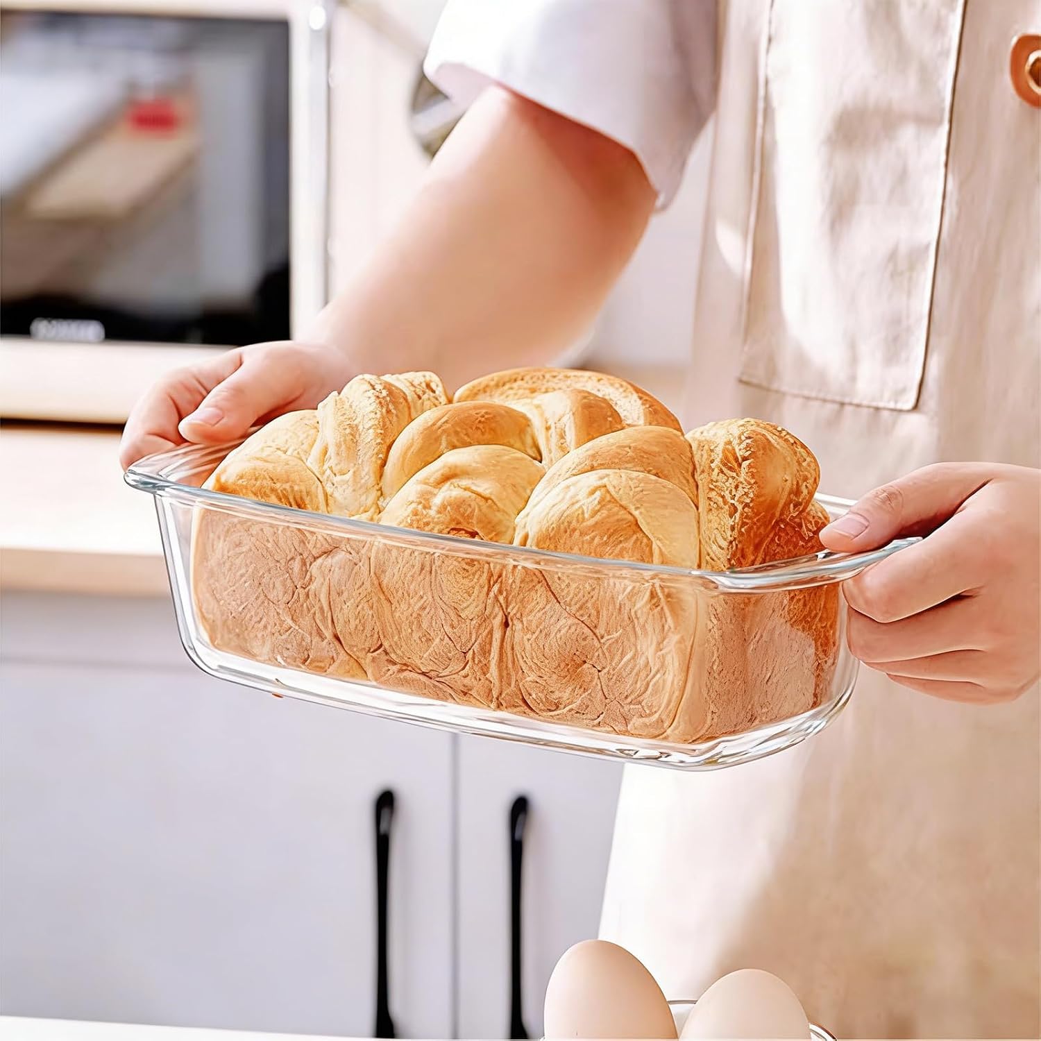 1Pack 1.9 Qt Glass Loaf Pan with Lids-Oven, Dishwasher, Freezer and Microwave Safe, for Bread, Meatloaf and Lasagna