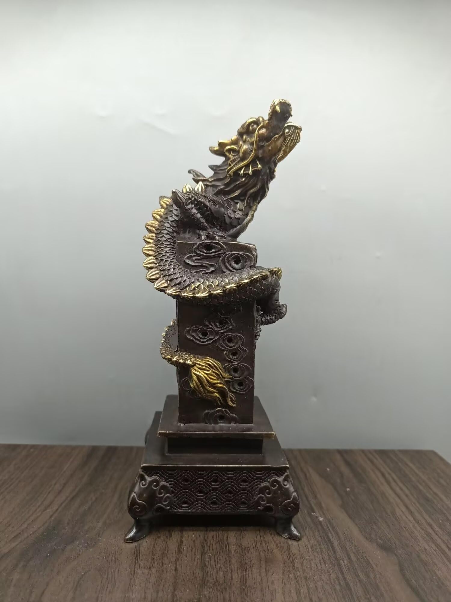 Dytartzx Chinese Feng Shui Dragon Bronze Dragon Incense Burner Statue Home Office Decoration