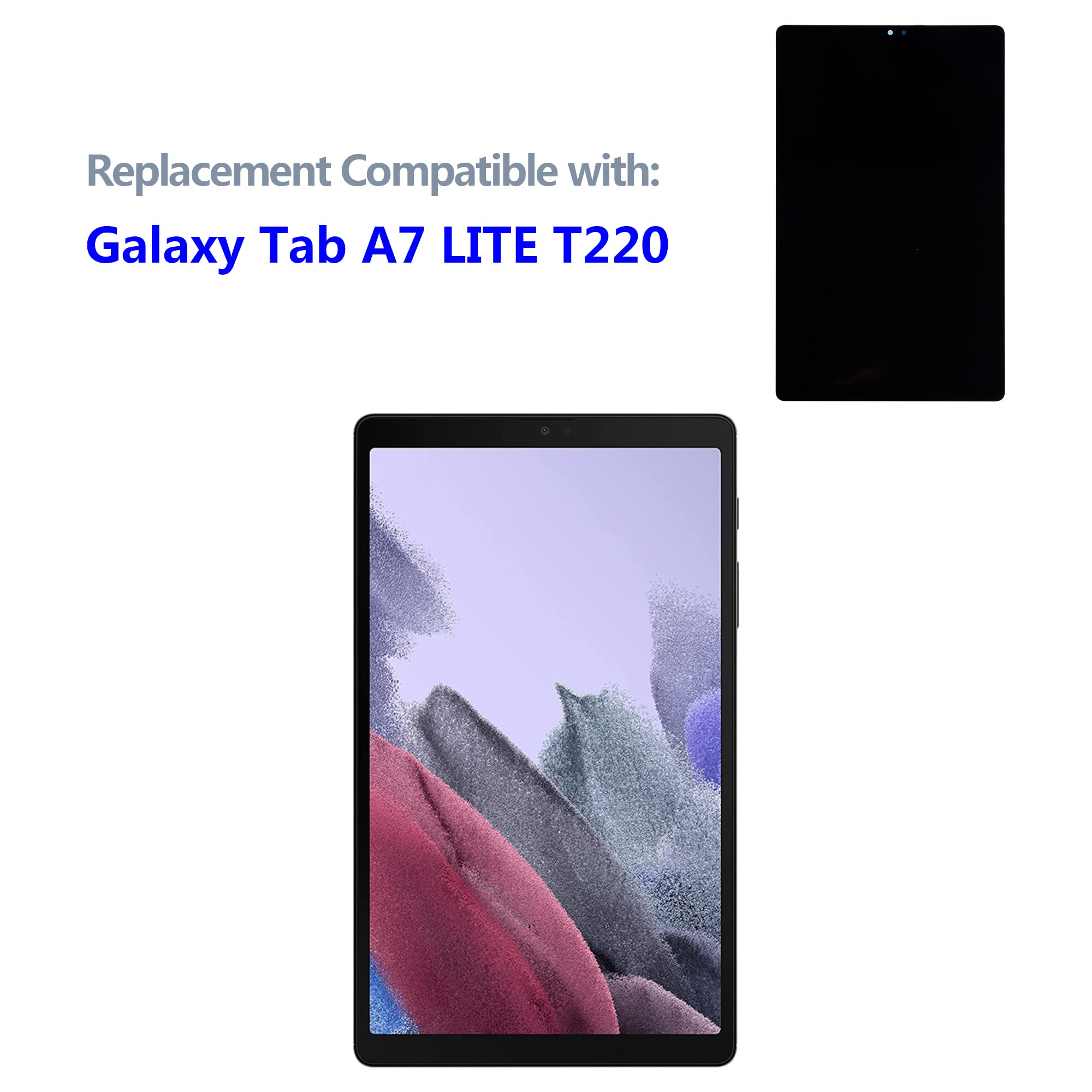Display LCD compatibile con Samsung Galaxy Tab A7 Lite SM-T220 da 8,7 pollici (senza cornice) Touch Screen Replacement + strumenti