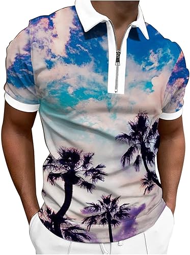 YHAIOGS Polo para hombre manga corta secado rápido para deportes de golf al aire libre con bolsillo para hombre