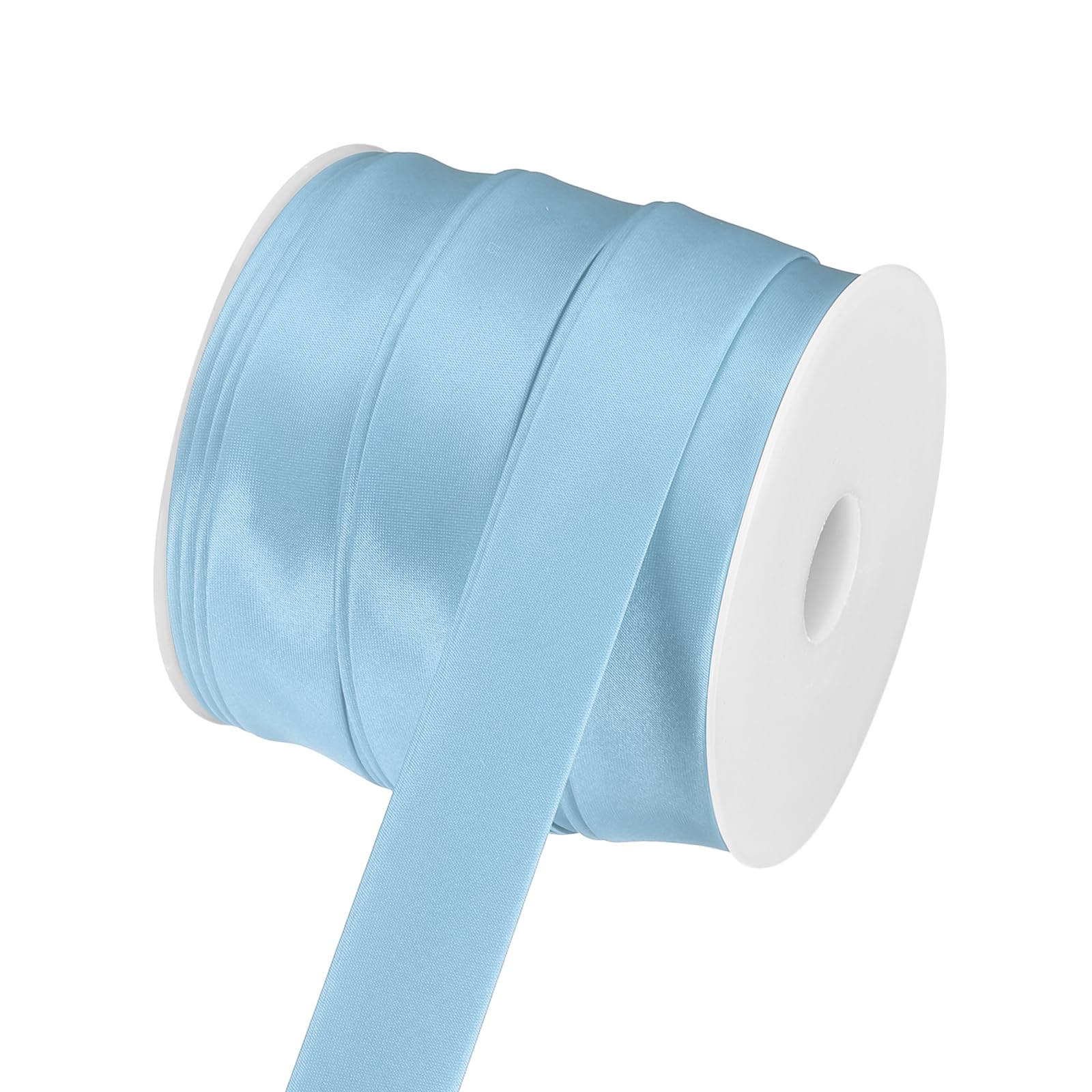 sourcing map Double Fold Bias Tape 1"(2.5cm) x 25 Yds Satin Bias Light Blue