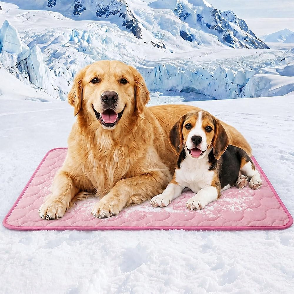 Dog Cooling Mat - 2026 New Cool Mat for Dogs, Soft Non-Slip Self-Cooling Pad On the Go or in the Car, Durable Anti-Scratch Pet Ice Silk Mat for Dogs & Cats for Home (Pink, 70x55cm)