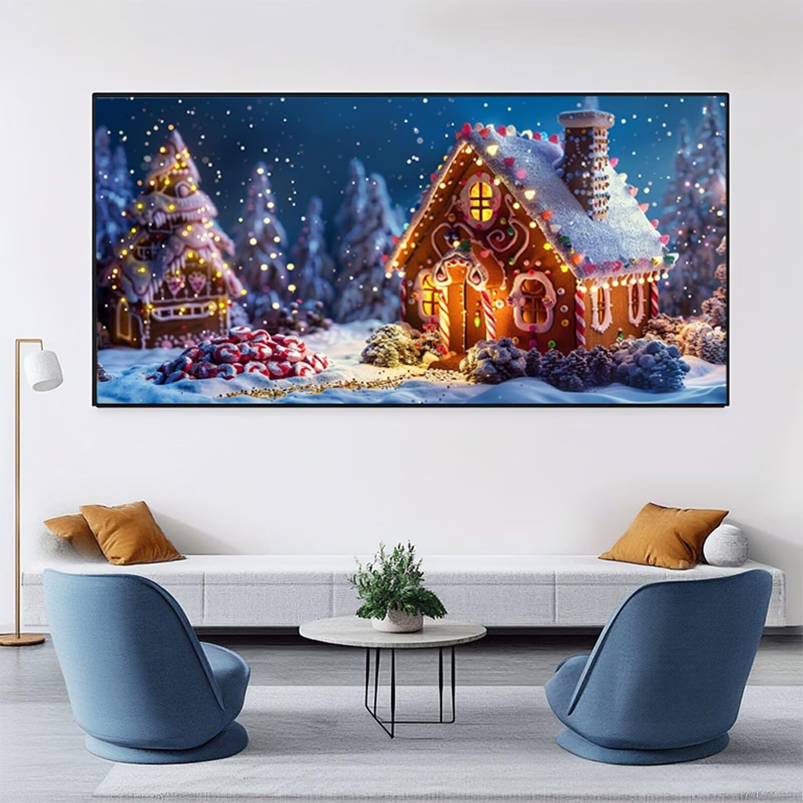 Malowanie numerami dla dorosłych Boże Narodzenie numer cukierków DIY kolorowanie według numeru dla dorosłych 80 x 160 cm z pędzlami i akrylami, nieoprawiony, ręczny zestaw aktywności do dekoracji domu