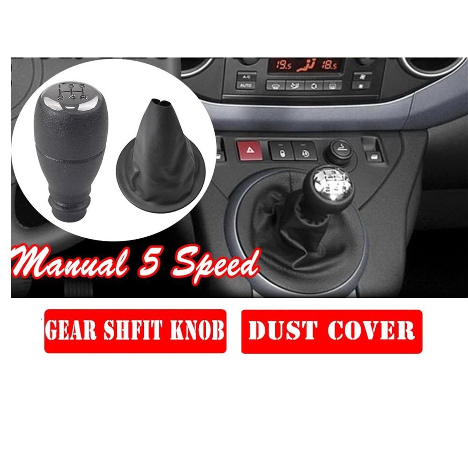 Pomo Palanca Cambios con Funda Protectora para Peugeot para Partner 1996 1997 1998 1999 2000 2001 2002 2003 2004 2005 2006 2007 2008