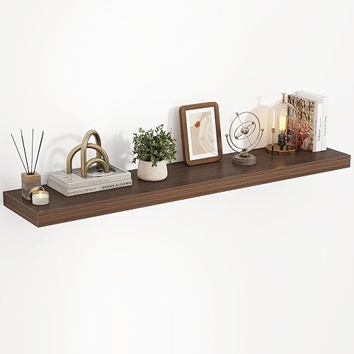 Miniatura 52 de Estantes flotantes de 24 pulgadas, con textura 3D de veta de madera, estantes flotantes de pared de 24"x9.25"x1.5" de profundidad, estantes de Roble