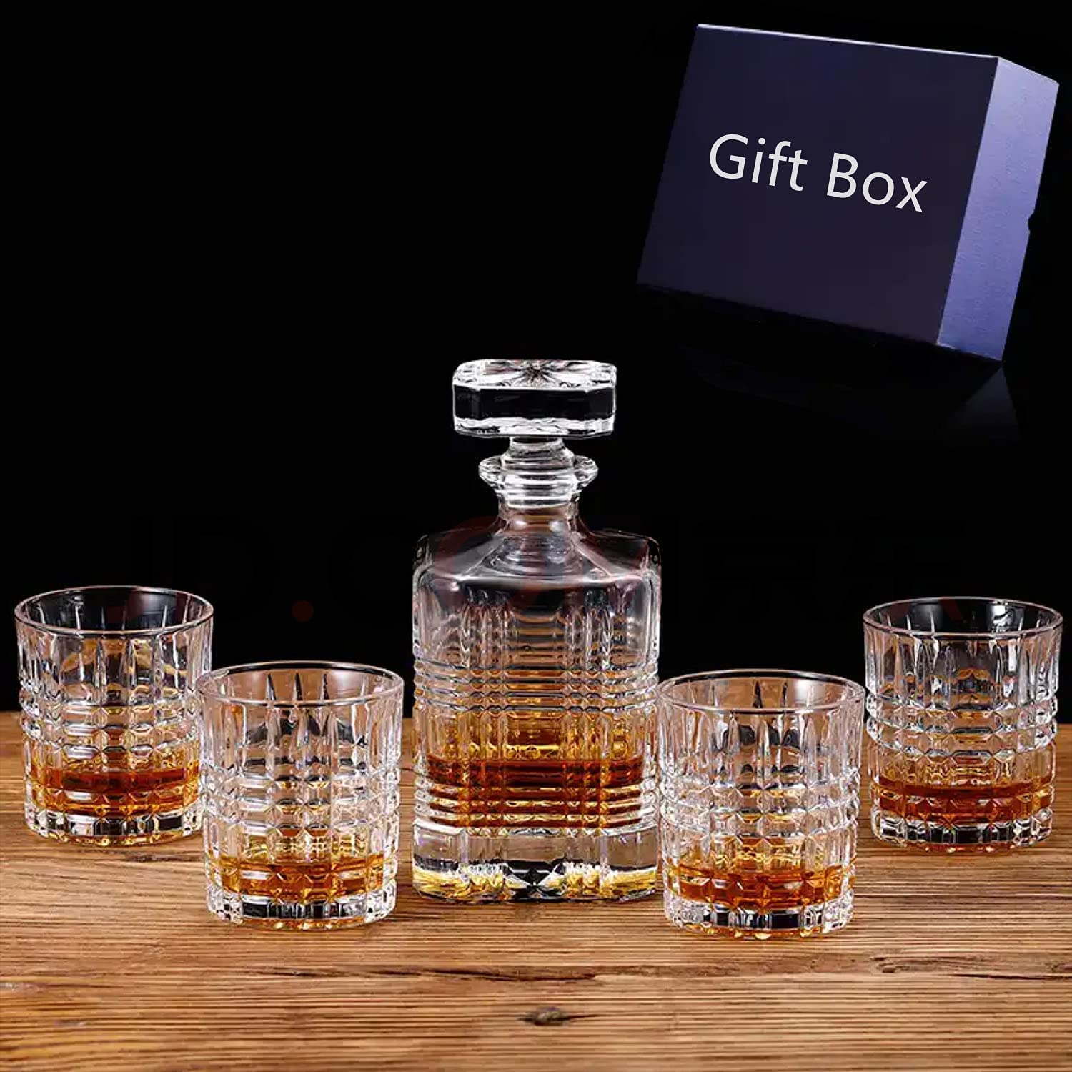 7 Piece Whiskey Decanter Sets,Crystal Whiskey Decanter with 6 Glasses in Gift Box,Non-Lead Whiskey Glass and Decanter Set,Whiskey Decanter Sets for Men,Birthday,Anniversary