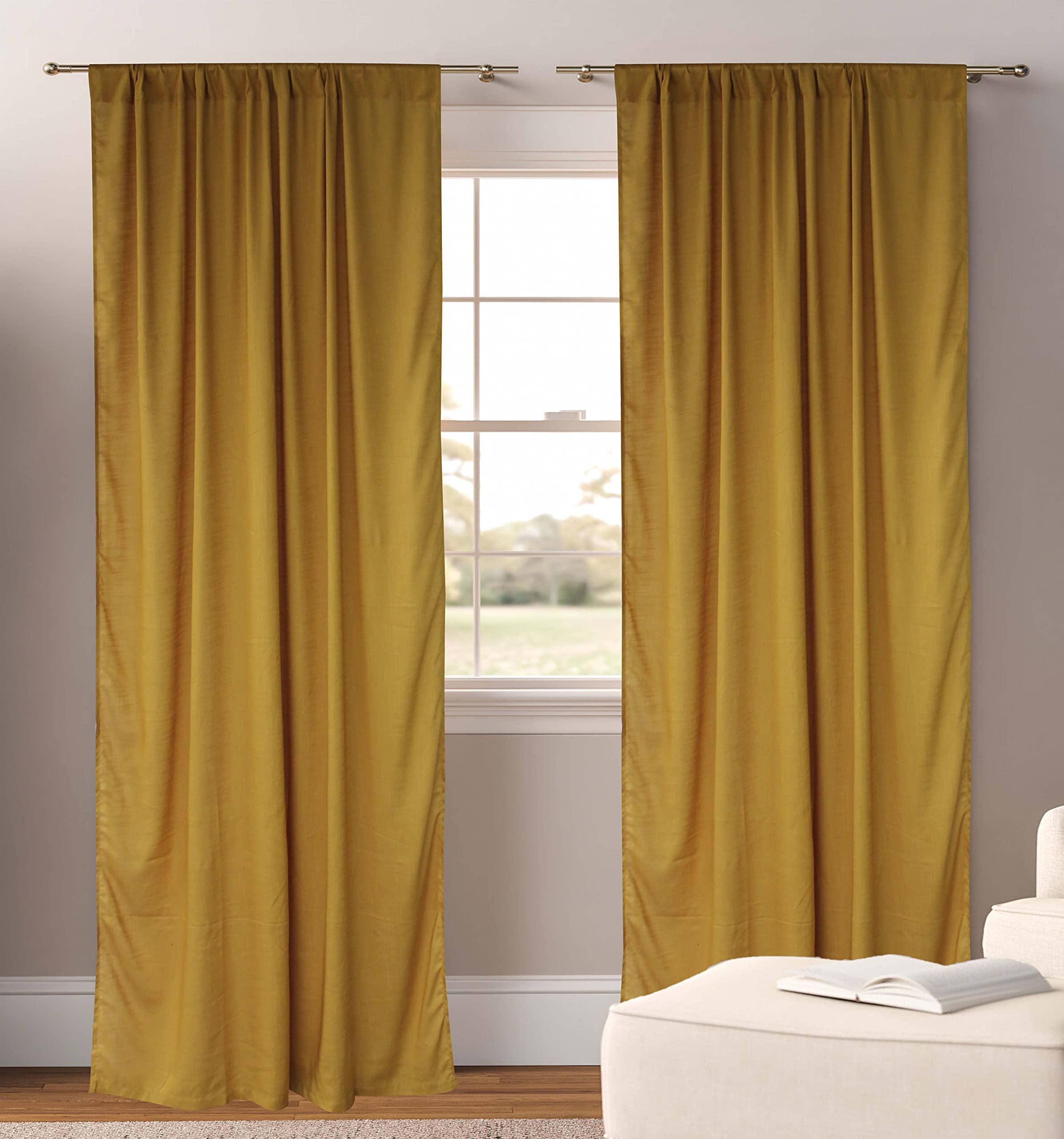 Dekor World 2 Piece Soild Sheer Summer Fun Colorful Cotton Beige Rod Pocket Curtain Set-110x275cm (4x9 Feet) Long Door Curtain-for Bedroom and Living Room (B095248PWV) Amazon Price History, Amazon Price Tracker
