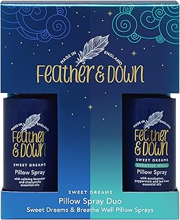Feather & Down Pillow Spray Duo Gift Set (50ml Sweet Dreams Pillow Spray & 50ml Breathe Well Pillow Spray) - The Perfect Sleep Gift. Cruelty Free. Vegan Friendly.