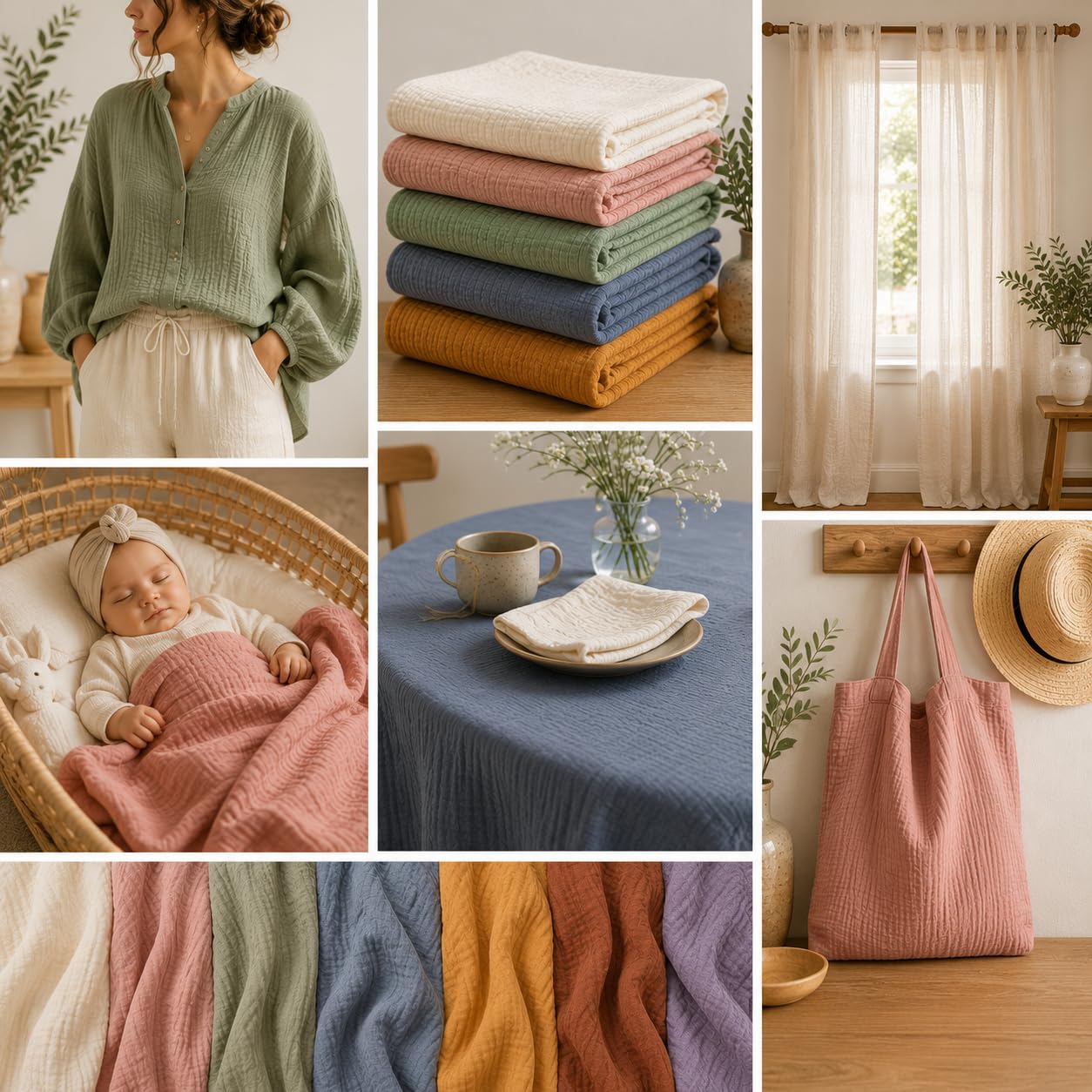 AK TRADING CO. 127 cm breit – 100% Baumwolle Island Breeze Gaze-Stoff – perfekt für Bekleidung, Wickeln, Basteln, Zuhause, Fotoshootings, DIY-Projekte. (Elfenbein, 4,5 m)