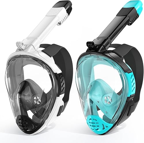 Miniatura 11 de Máscara de esnórquel de cara completa, equipo de esnórquel para adultos, máscara de buceo con parte superior seca y soporte de cámara desmontable