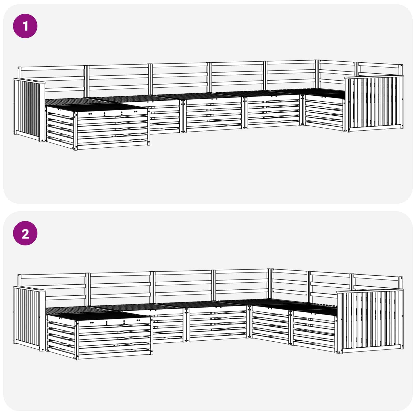 vidaXL Zestawy sof 7 pcs Naturalny Lite Drewno Akacji, Ogród, Wygodny zestaw wypoczynkowy, Siedzenie na zewnątrz, Patio, Nowoczesny taras, Meble wygodne
