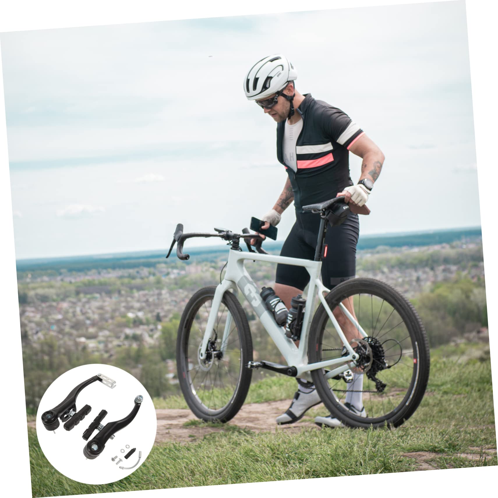 BCOATH Bike Brake Pads Replacement Kit Metal Calipers Brakes for Bike Sturdy Structure Weatherproof Design