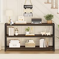 Vista 7 de FATORRI Console Table for Entryway, Modern Entry Table with 3 Tier Shelves, Couch Tables Behind Sofa for Living Room (55 Inch, Dark Walnut)