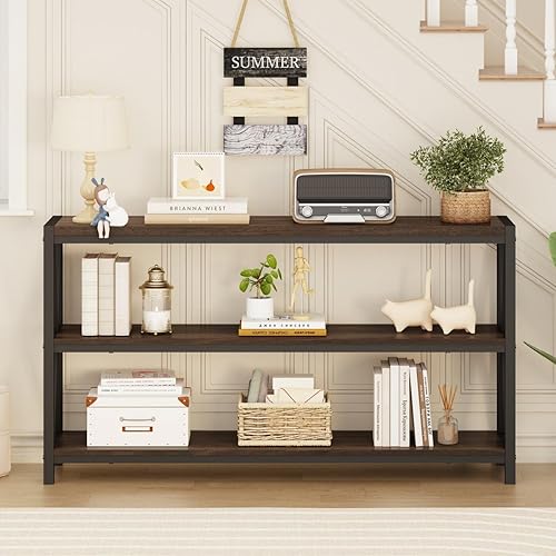 Miniatura 7 de FATORRI Mesa consola para entrada, mesa de entrada moderna con estantes de 3 niveles, mesas de sofá detrás del sofá para sala de estar (55 pulgadas,