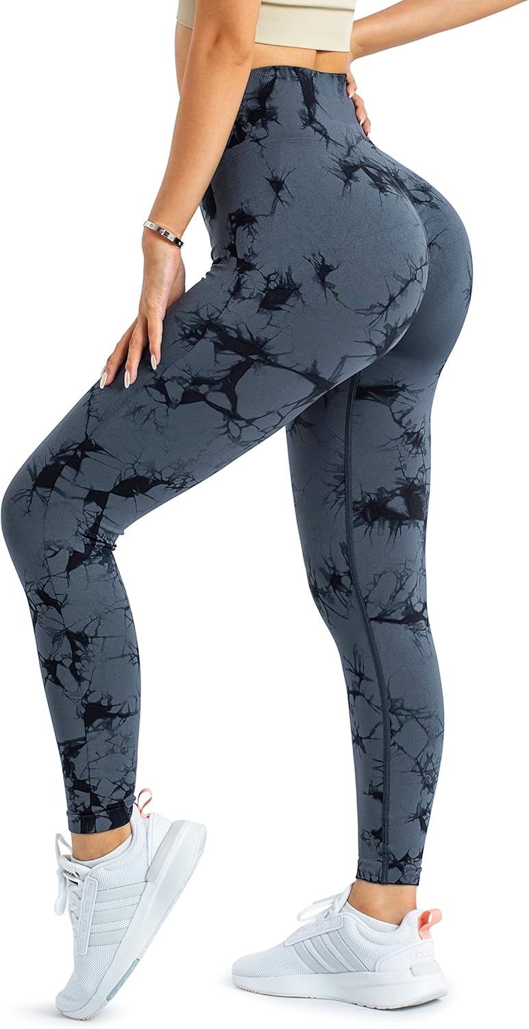 A AGROSTE Women Seamless Workout Leggings with Pockets Scrunch Butt Lifting Gym Leggings High Waisted Yoga Pants