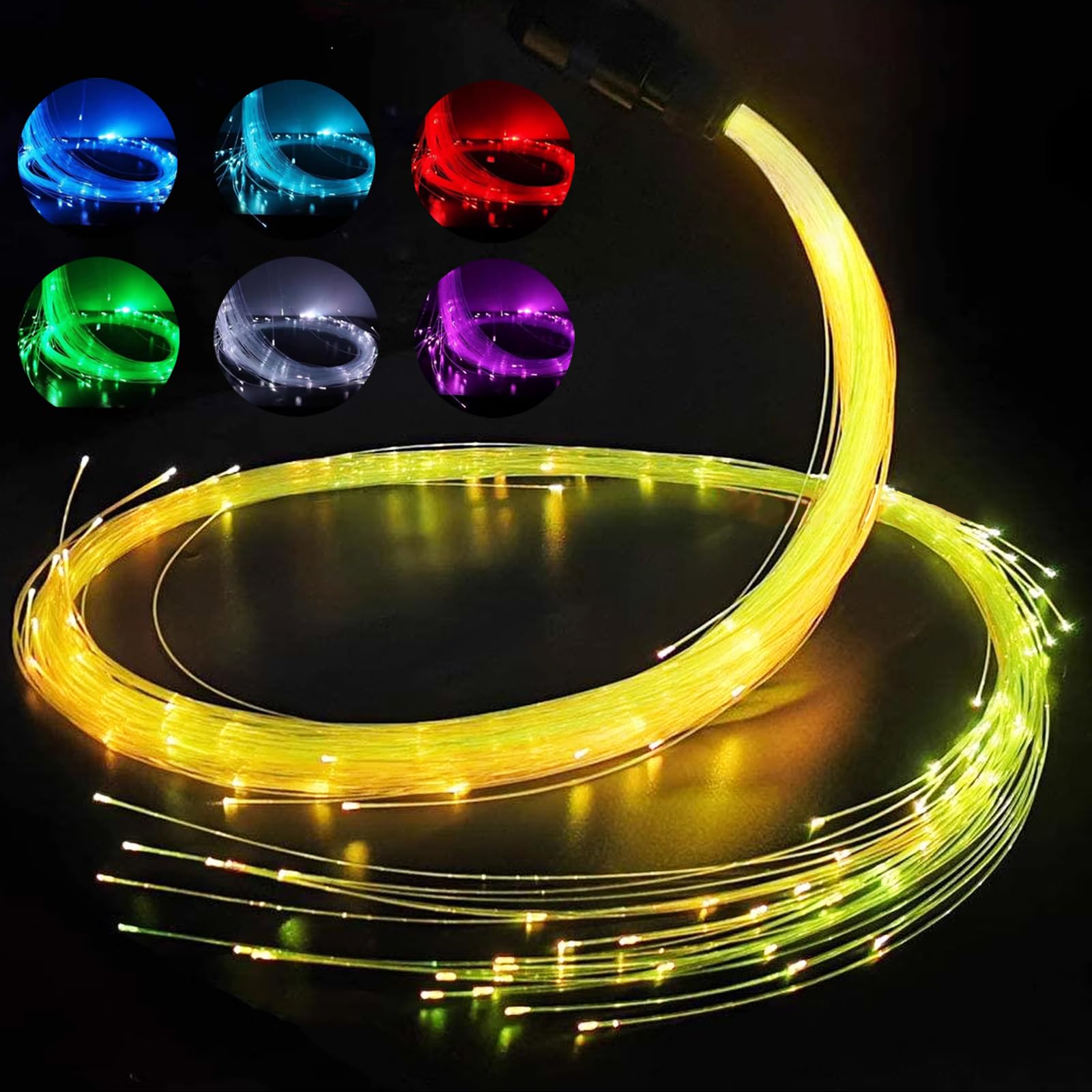 Joycabin Led Whip, Led Glass Fiber Space Whip, Bright Whip Recharge, Led Light Whip con 7 colores y 4 modos de iluminación para Carnaval, fiesta, festival de música, espectáculo de baile