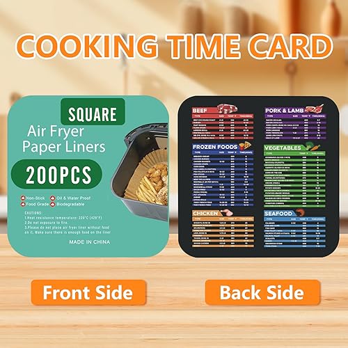 Miniatura 3 de 200 forros para freidora de aire desechables forros cuadrados de papel antiadherentes para freidora de aire de 7.9 pulgadas, papel pergamino de