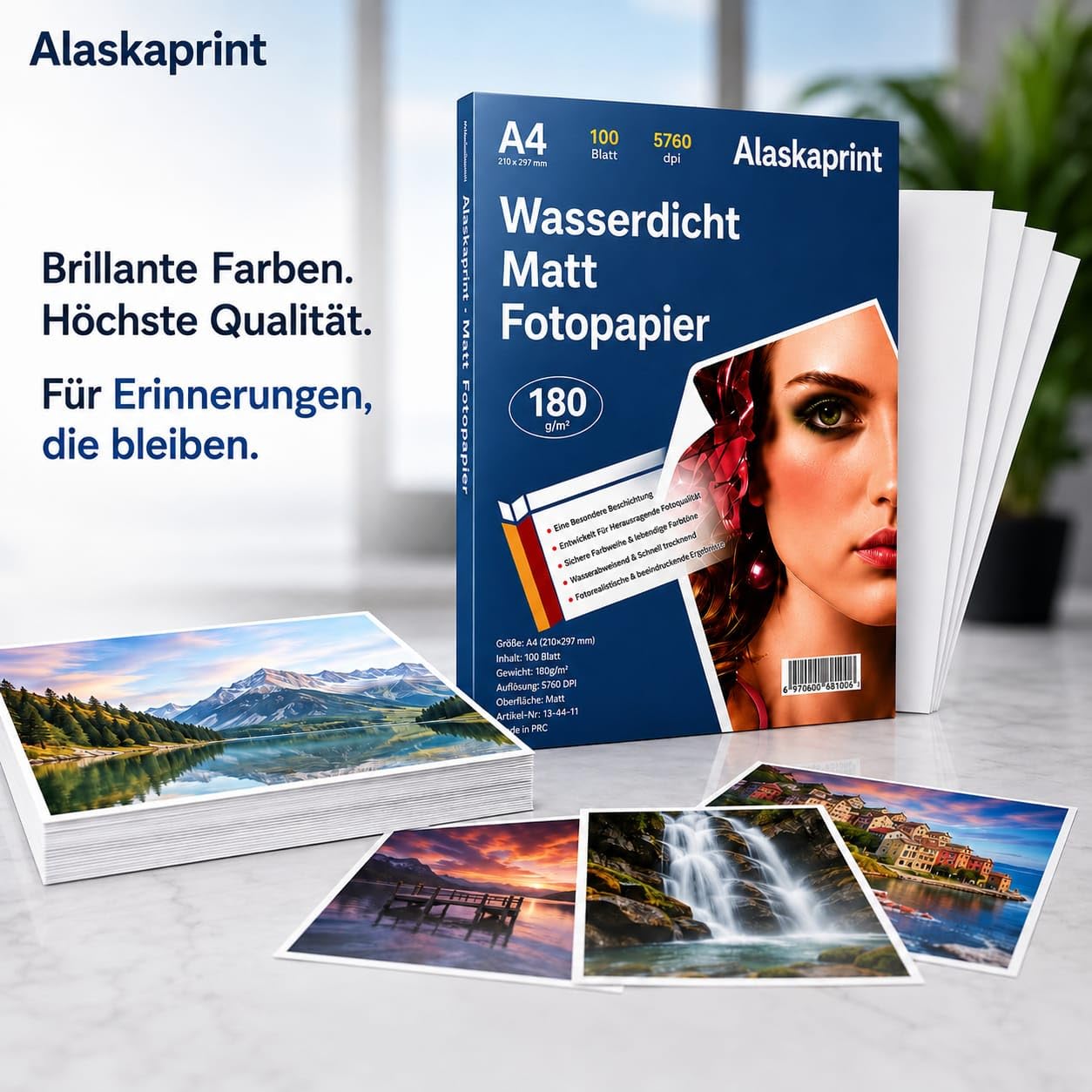 100 Blatt Fotopapier A4 Matt Tintenstrahldrucker 180g/m² Fotopapier Fotokarten Photokarten Sofort Trocken Hochweiß Fotoblätter