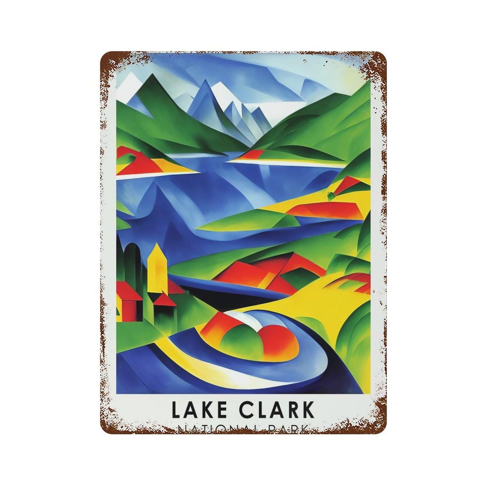 Lake Clare National Park Rusty Metal Tin Sign 15.7"x11.8", Vintage Wall Decor for Garage, Pub Or Kitchen