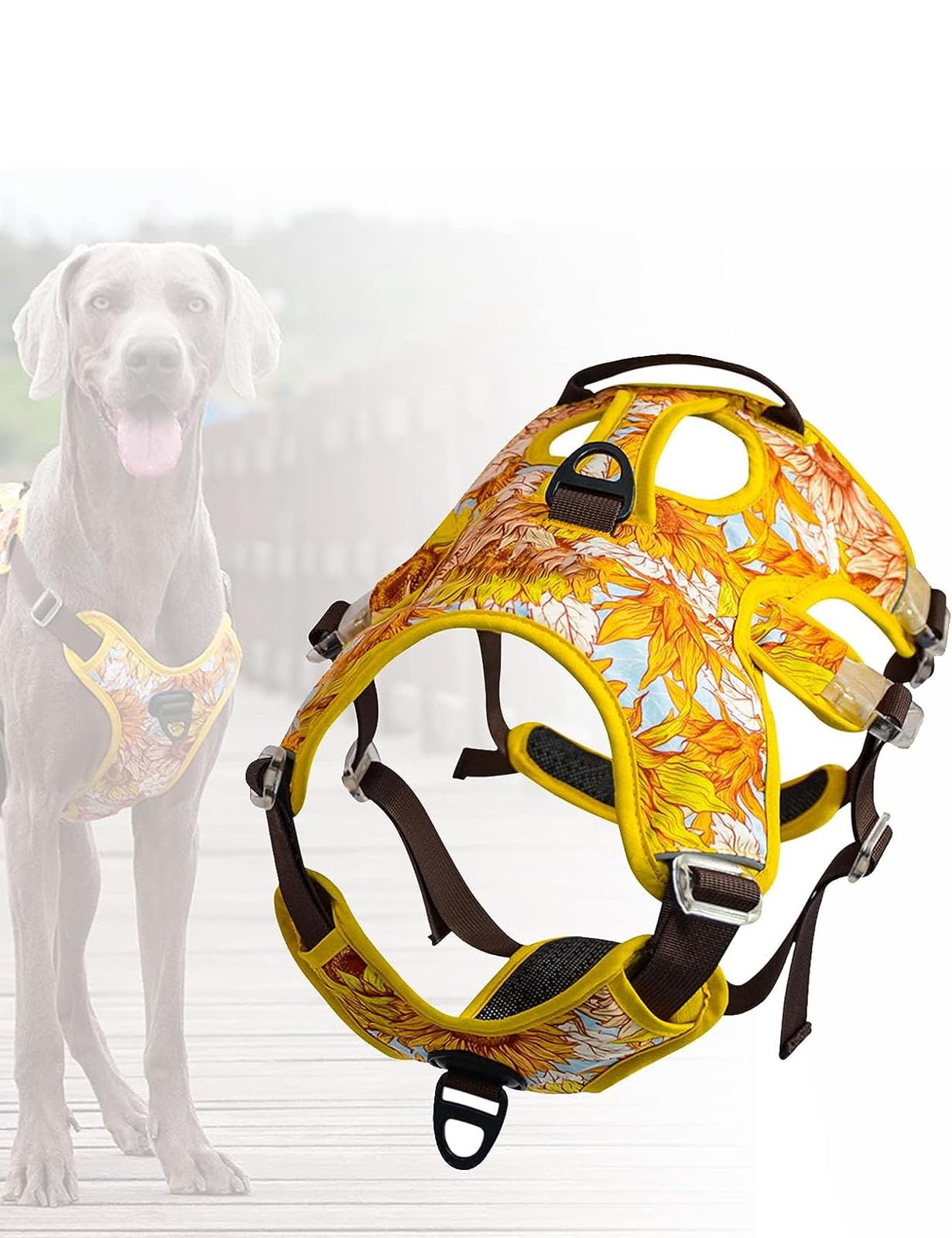Amazon | 犬 ハーネス 首輪 調節可能 胴輪 ひまわり柄 反射