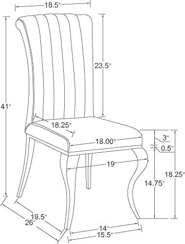 Miniatura 3 de Coaster Home Furnishings - Betty - Juego de sillas de comedor tapizadas en terciopelo - Silla auxiliar sin brazos con patas de metal curvadas y