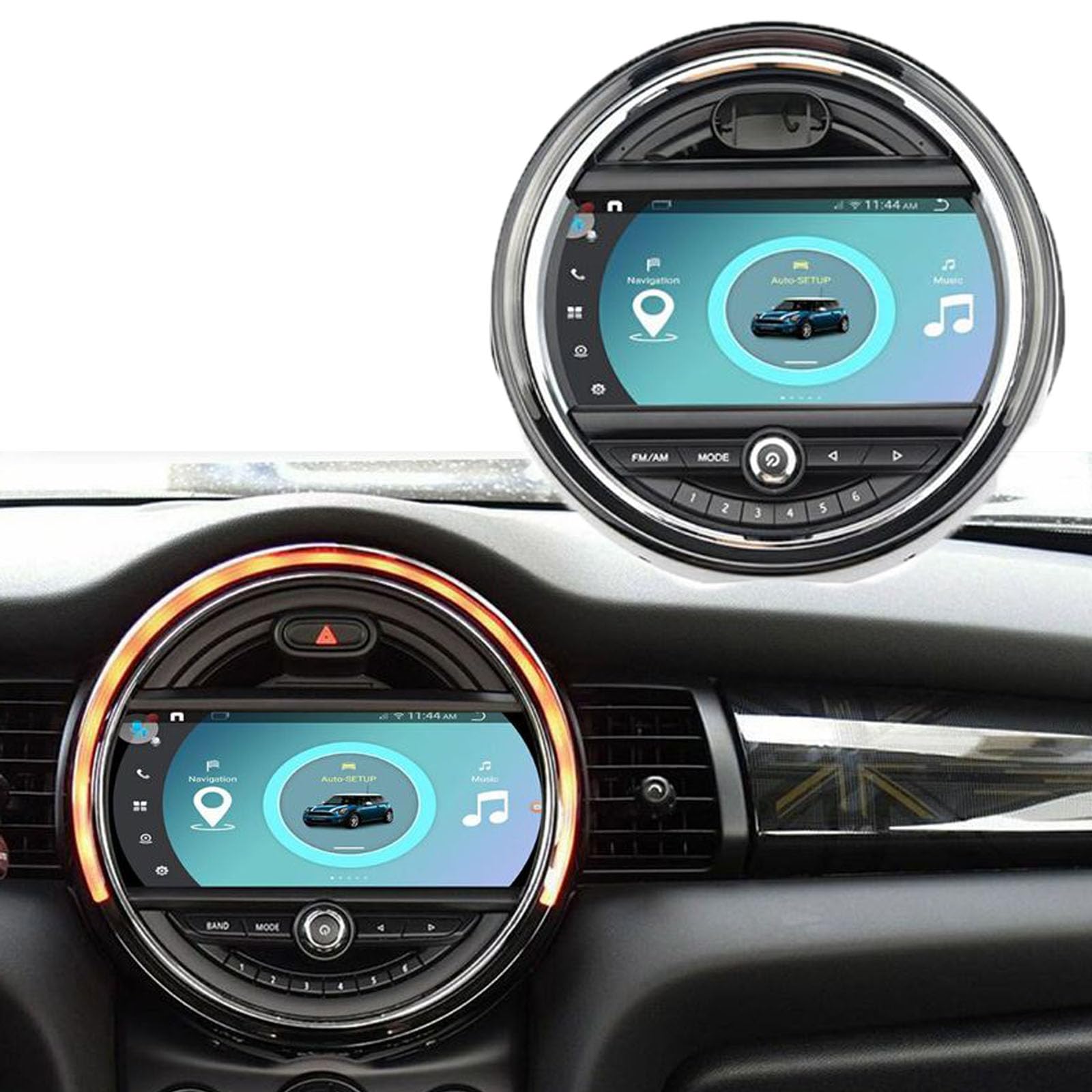 【Mit Auto-Atmosphärenlicht】 Auto Radio Autospieler GPS Navi Navigation Carplay/Android Autoradio 9 Zoll HD-Touchscreen, für BMW Mini Cooper R56 F55 F56 F57 John Cooper Works、One First、One D、Cooper SD