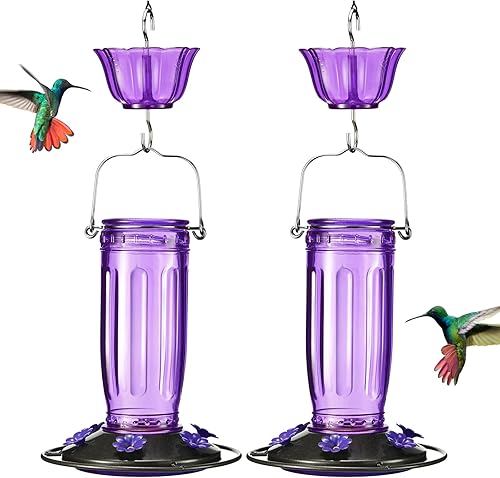 Miniatura 22 de Kingsyard Comedero de cristal para colibríes para exteriores, comedero para pájaros silvestres con 6 puertos de alimentación para colgar para jardín