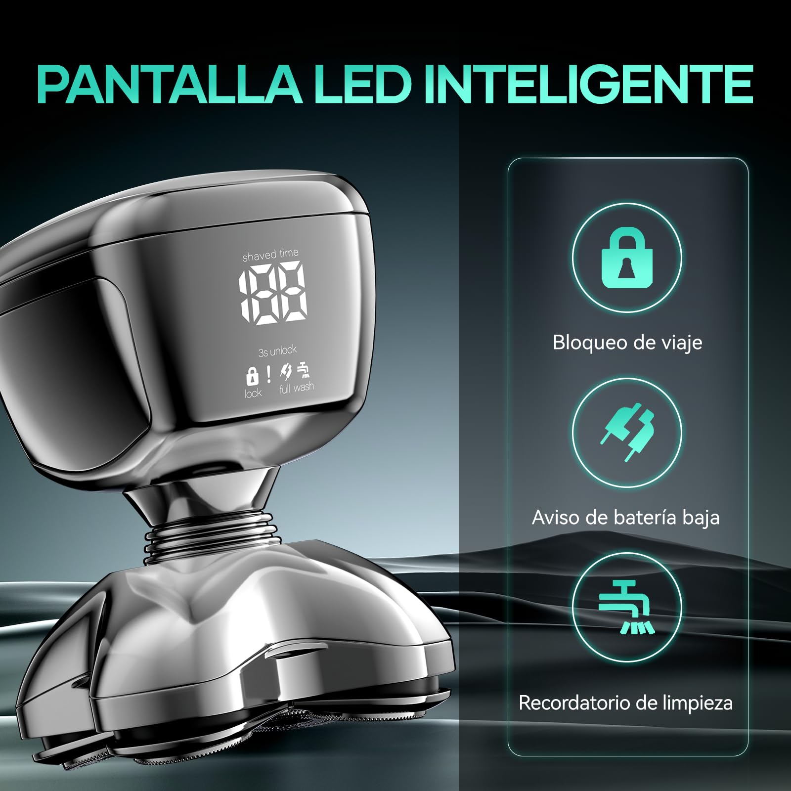 Kensen Afeitadora Cabeza Hombre 3 en 1, IPX6 Impermeable Maquina Afeitar Cabeza para Calvo con Cabezales Magnéticos 5D, Cortapelos y Nariz, Afeitado en Seco y Húmedo, Carga USB-C