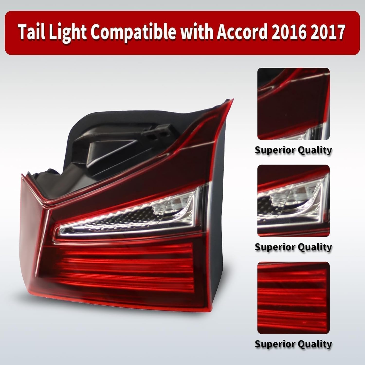 Nakkaa HO2803109 Inner Halogen Tail Light Passenger Side Compatible with 2016 2017 Accord Sedan Rear brake Lamp Taillight 34150T2AA21 34150-T2A-A21