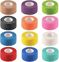 Vista 2 de Noverlife Vendaje autoadhesivo no tejido de 12 colores para protector de uñas, 1.0 in x 14.8 ft / 1 pulgada x 5 yardas, cinta elástica cohesiva