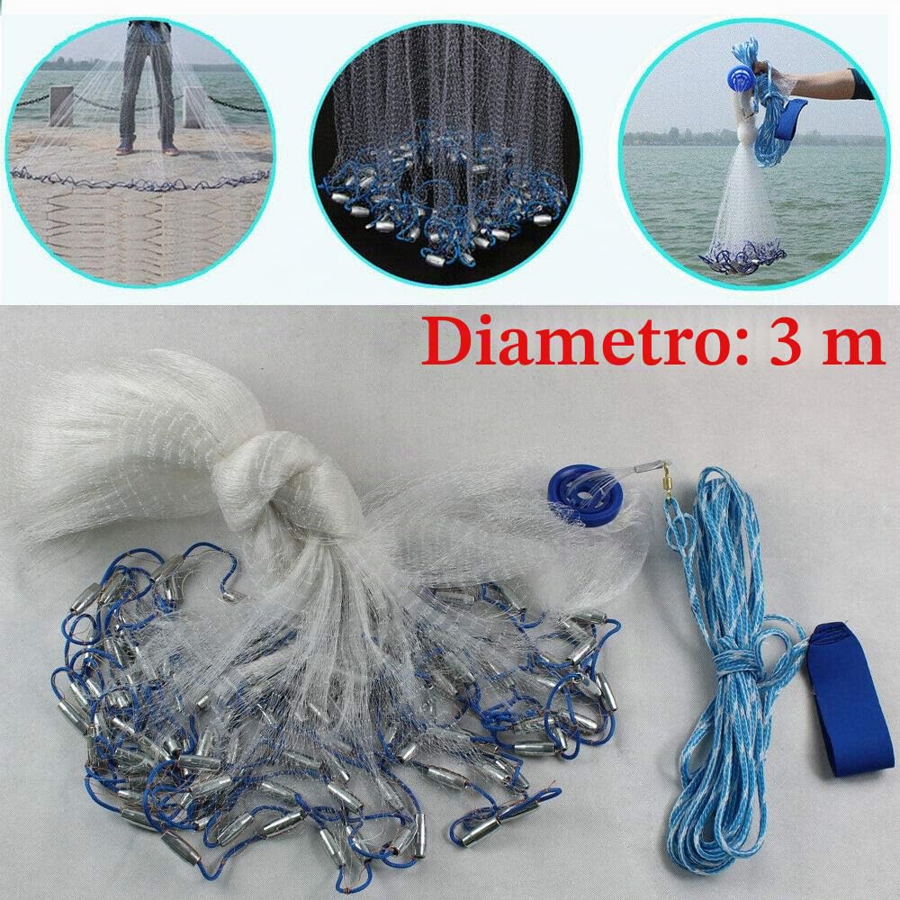 Rete da lancio per pesca a mano, per pesca e pesca