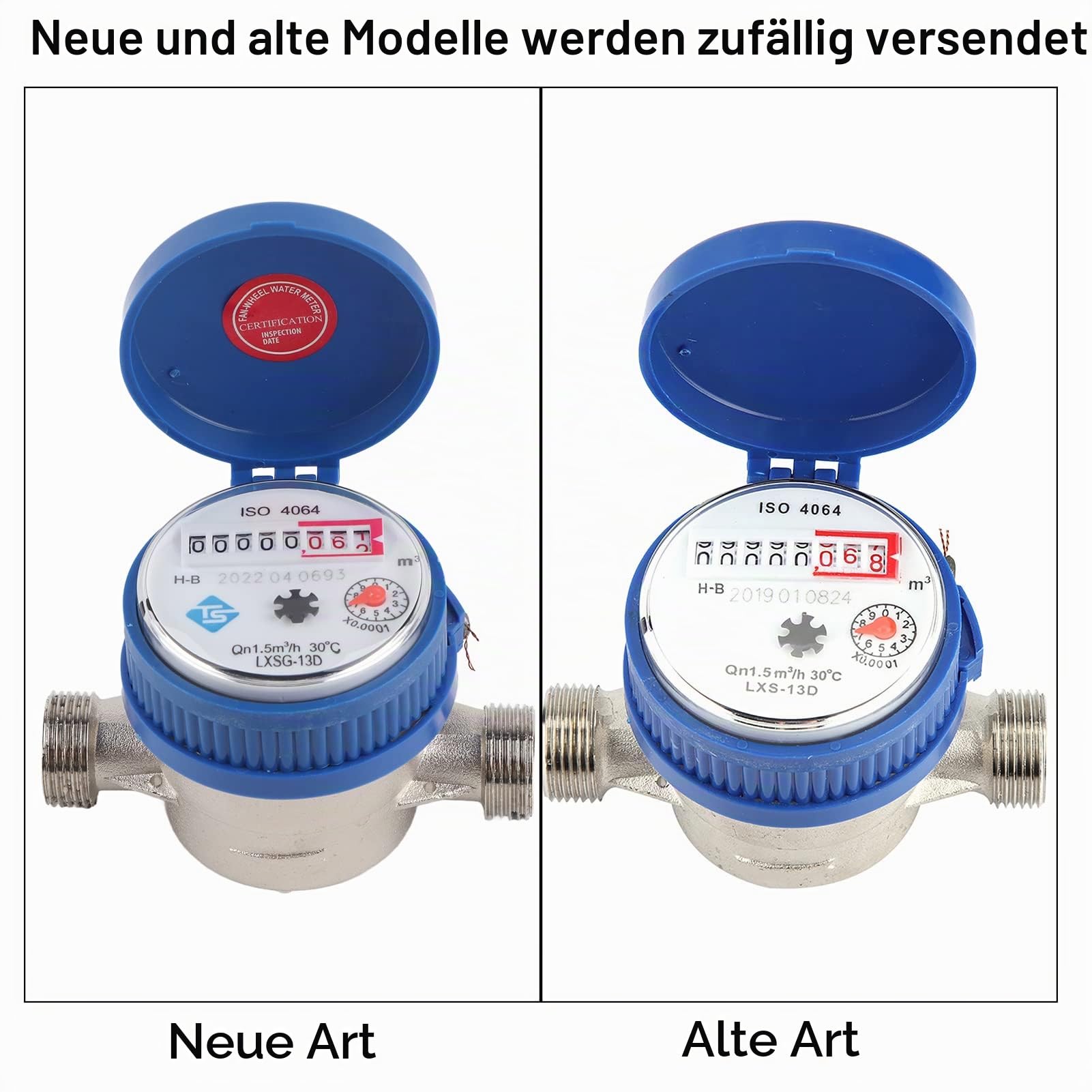 Wakects 15 mm Kaltwasserzähler 1/2 Zoll, Wasserdurchflussmesser für den Haus- und Gartengebrauch