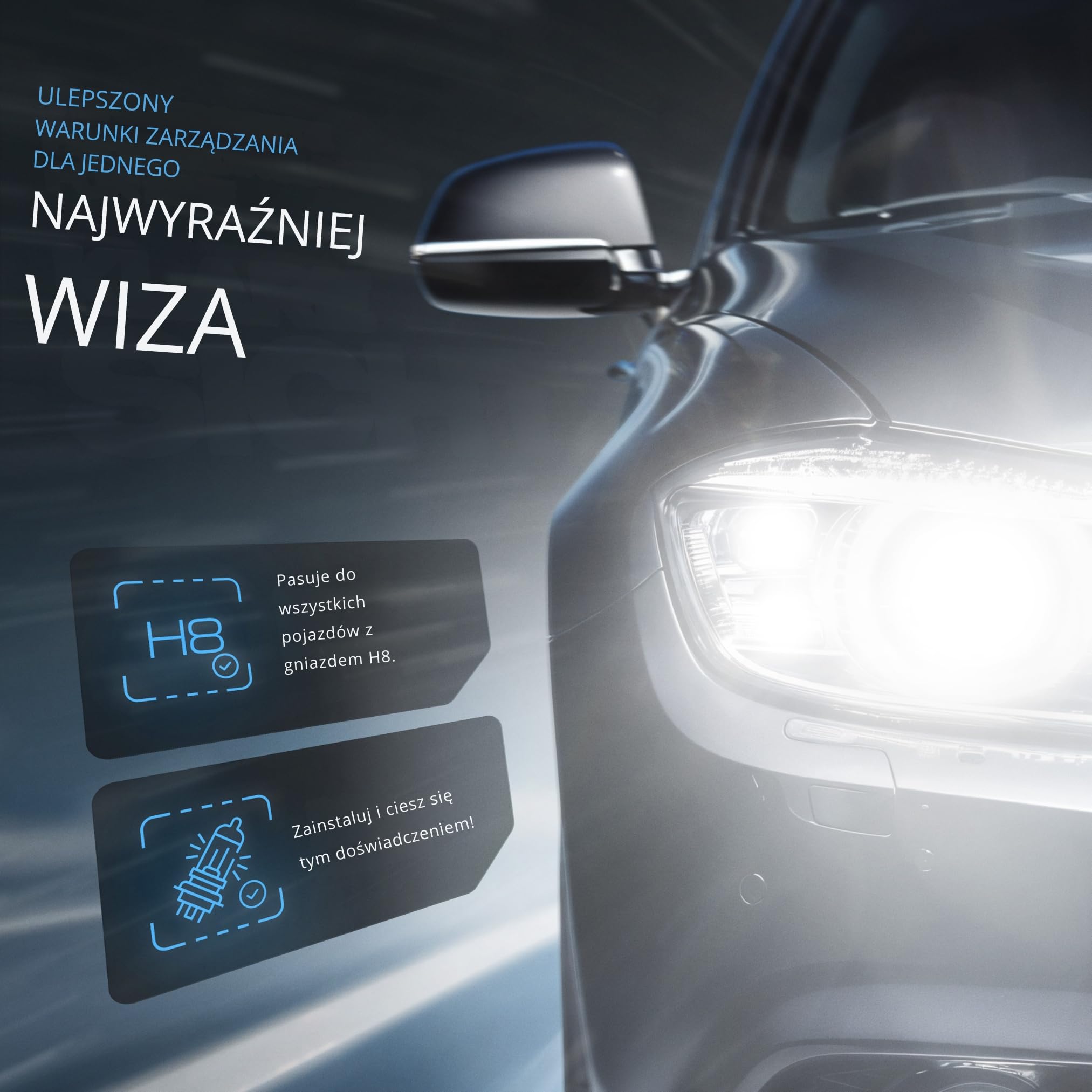 Gread H8 Box żarówki halogenowe o wyglądzie ksenonowym, super białe, 8500 K, 35 W, znak certyfikacji E, 100% idealne dopasowanie i długa żywotność