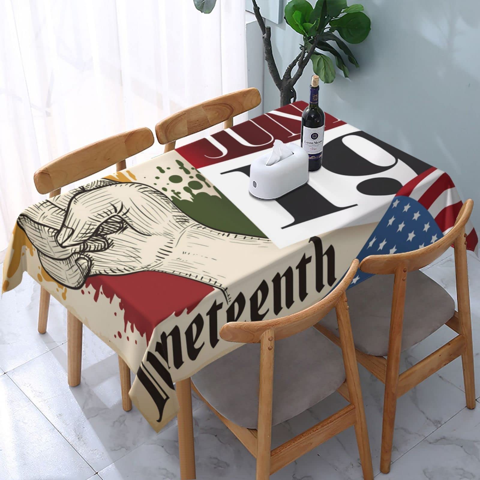 JunHeArt Juneteenth Celebrating Black Freedom 1865 African American Tablecloth Rectangle Table Cover Washable Table Cloths Decor For Kitchen 54" X 72"