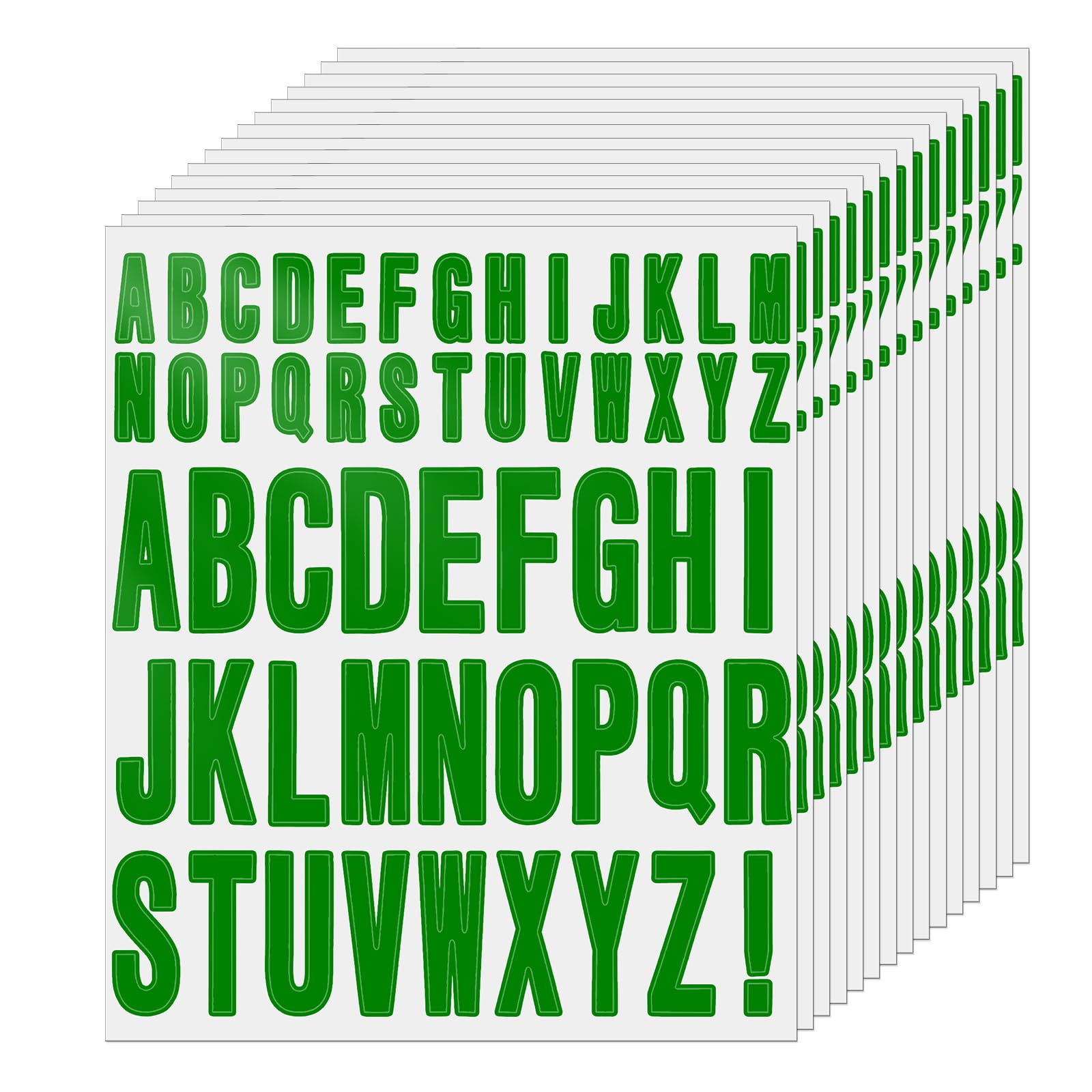 FINDAT 30 Sheets 1560 PCS Green Letter Stickers 25 mm 45 mm Vinyl Waterproof Removable Capital Alphabet Labels for Scrapbook Mailbox Bottle Craft DIY — image 1