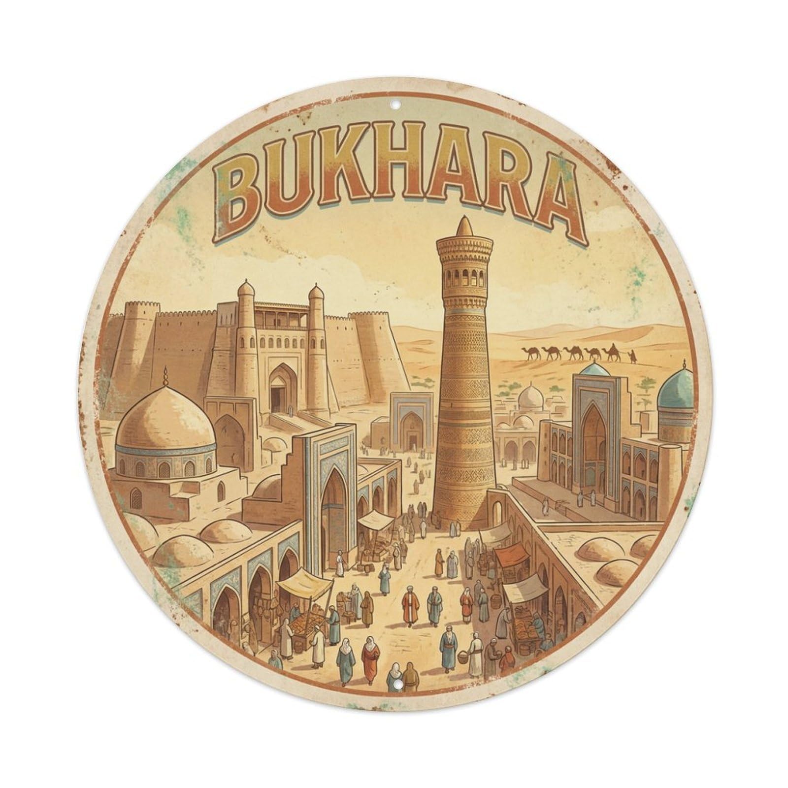 Retro Travel Uzbekistan Bukhara Metal Tin Sign