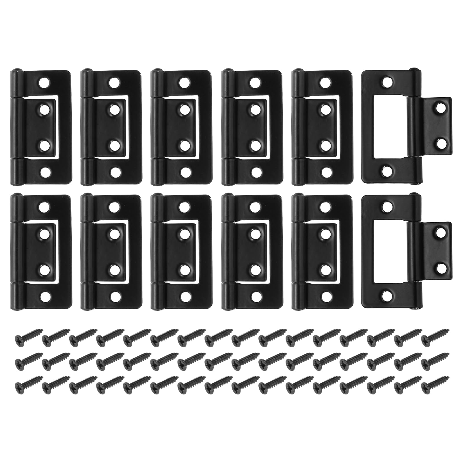 sourcing map 12Pcs Non Mortise Door Hinges, 3.8 x 2.1cm Iron Bifold Butt Cabinet Hinges Smooth Sliding Bearing Hinge with Mounting Screws for Doors, Windows, Cabinets, Box, Furniture, Black