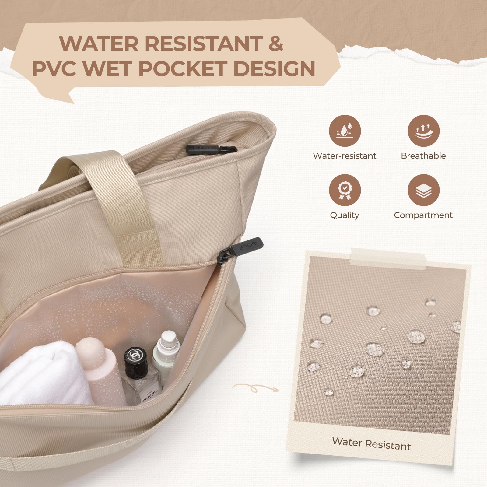 Bolsa de Tenis para Mujer, Bolsa de Transporte con Bolsillo Húmedo, Bolso de Mano para Esterilla de Yoga, Bolsa Tote Multifuncional de 14 Pulgadas, para Viajes, Fitness, Yoga, Tenis y Oficina