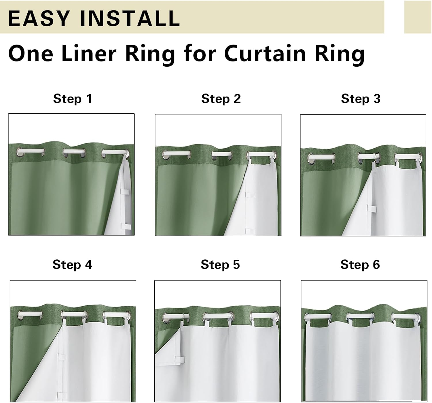 Aiyufeng 100% Blackout Curtain Liner 2 Panles Set, 100% Darkening Blackout Curtain Liners for 95 96 Inch Curtains Behind, 2 Liners Per Set with 14 Pieces Rings, (Greyish White, 40W x 92L, 2 Pieces)